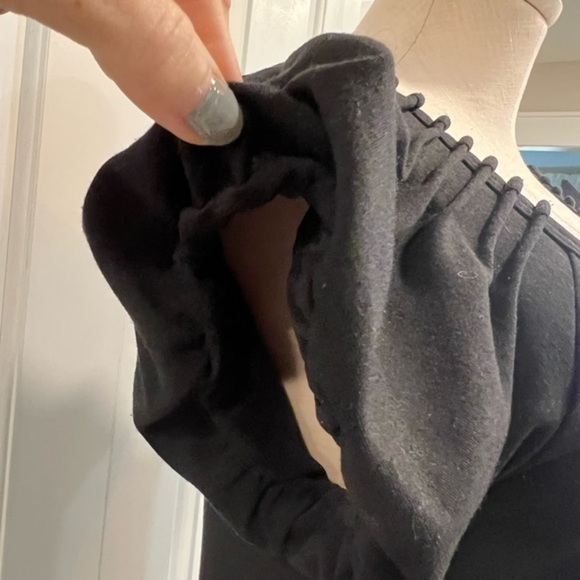 Bcbgmaxazria A Line Short Puffy Sleeves Black Mini Dress - Picture 7 of 12